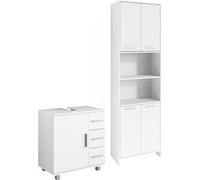 Vicco Ensemble de meubles de salle de bains Maris, 2 pièces, avec armoire haute et meuble sous-lavabo, Blanc