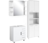 Vicco Ensemble de meubles de salle de bains Maris, 3 pièces, avec armoire haute, armoire de toilette et armoire sous lavabo, Blanc