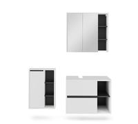 Vicco Ensemble de Meubles de Salle de Bains Viola, Blanc/Gris, 3 pièces
