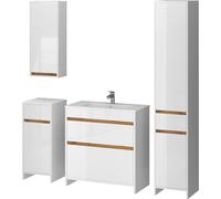 Vicco Ensemble de meubles Detmold, Lot de 5, Blanc brillant/Chêne doré