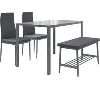 Vicco Ensemble de table à manger Grand, 120x70cm Set de 4 pièces, Gris