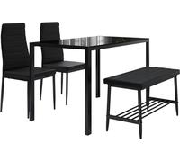 Vicco Ensemble de table à manger Grand, 120x70cm Set de 4 pièces, Noir