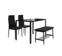 Vicco Ensemble de Table à Manger Grand, Noir, 120x70cm Set de 4 pièces