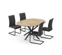 Vicco Ensemble de Table à Manger Loyd, Chêne Rustique/Noir, 120x120cm