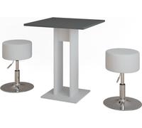 Vicco Ensemble de table à manger Repose, 65x65cm avec 2 tabourets, blanc/anthracite/Blanc