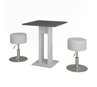 Vicco Ensemble de Table à Manger Repose, Blanc/Anthracite, 65x65cm avec 2 tabourets