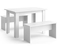 Vicco Ensemble de Table à Manger Sentio, Blanc, 110 x 70 cm avec 2 bancs