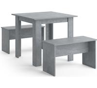 Vicco Ensemble de table à manger Sentio, 80 x 80 cm avec 2 bancs, Béton