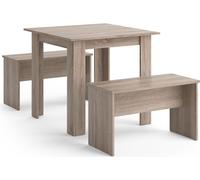 Vicco Ensemble de table à manger Sentio, 80 x 80 cm avec 2 bancs, Sonoma
