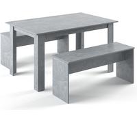 Vicco Ensemble de table à manger Sentio, 90 x 140 cm avec 2 bancs, Béton