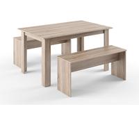 Vicco Ensemble de table à manger Sentio, 90x140cm avec 2 bancs, Sonoma