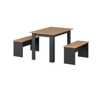 Vicco Ensemble de Table à Manger Sentio, Anthracite/chêne doré, 112x73.6cm avec 2 bancs, Convient comme Ensemble de Salle à Manger pour Petits espaces et Cuisines