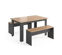 Vicco Ensemble de Table à Manger Sentio, Anthracite/chêne doré, 137.6x92.8cm avec 2 bancs
