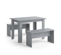 Vicco Ensemble de Table à Manger Sentio, Béton, 112x73.6cm avec 2 bancs