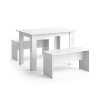 Vicco Ensemble de Table à Manger Sentio, Blanc, 112x73.6cm avec 2 bancs