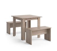 Vicco Ensemble de Table à Manger Sentio, Sonoma, 80x80cm avec 2 bancs