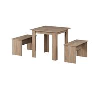 Vicco Ensemble de Table à Manger Sentio, Sonoma, 80x80cm avec 2 bancs, Peu encombrant pour Coin Repas et Espace Petit-déjeuner