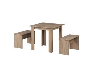 Vicco Ensemble de Table à Manger Sentio, Sonoma, 80x80cm avec 2 bancs, Peu encombrant pour Coin Repas et Espace Petit-déjeuner