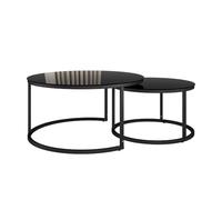 Vicco Ensemble de Tables Basses Montreal, Noir Haute Brillance, 77x77cm