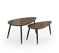 Vicco Ensemble de Tables Basses Veyo, Noyer/Noir, 98x60cm Set, 2 pièces, pour Une Utilisation Flexible comme Surface de Rangement ou Table d’appoint