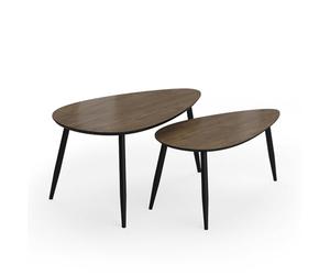 Vicco Ensemble de Tables Basses Veyo, Noyer/Noir, 98x60cm | Set, 2 pièces, pour une utilisation flexible comme surface de rangement ou table d’appoint