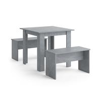 Vicco Ensemble de tables Groupe de sièges Ensemble de salle à manger Sentio Beton 80 cm Table de salle à manger Banc