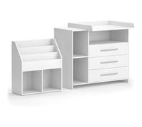 Vicco Ensemble Pour Chambre D'enfant Oskar, Blanc, 2 Pièces, Avec Commode À Langer Et Bibliothèque Multicolore