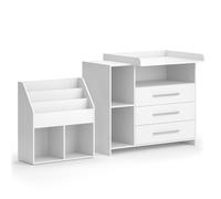 Vicco Ensemble Pour Chambre D'enfant Oskar, Blanc, 2 Pièces, Avec Commode À Langer Et Bibliothèque Multicolore