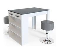 Vicco Set de Table Style Bar Repose, Anthracite/Blanc, 67x100cm avec 2 tabourets
