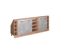 Vicco Ensembles de Meuble de Rangement sous Pente Rion, Béton/Chêne doré