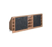 Vicco Ensembles de Meuble de Rangement sous Pente Rion, Béton Noir/Chêne de Force doré, L210 x P46 cm Lot de 5, Gain de Place pour Les pièces mansardées