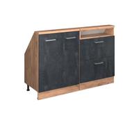 Vicco Ensembles de Meuble de Rangement sous Pente Rion, Béton Noir/chêne doré, Lot de 2