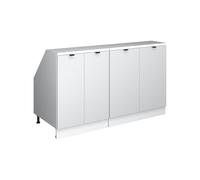 Vicco Ensembles de meuble de rangement sous pente Rion, Blanc cannelé/Blanc | Façade robuste · 2 modules, profondeur 60 cm · Pieds réglables en hauteur · Rangement derrière 4 portes