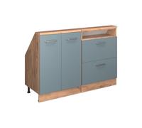 Vicco Ensembles de Meuble de Rangement sous Pente Rion, Bleu-Gris/chêne doré, Lot de 2