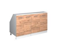 Vicco Ensembles de meuble de rangement sous pente Rion, Chêne doré/Blanc | Façade robuste · 2 modules, profondeur 60 cm · Pieds réglables en hauteur · Rangement derrière 4 portes
