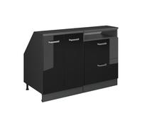Vicco Ensembles de Meuble de Rangement sous Pente Rion, Noir Haute Brillance, 120cm Lot de 2 caissons 60 cm de Profondeur, adapté au Rangement Peu encombrant sous Les toits en Pente