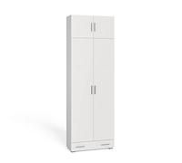 Vicco Étagère à dossiers Frank, Blanc, 80x182.4cm avec rehausse d'armoire et tiroir, pour Un Rangement Clair des dossiers et classeurs