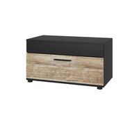 Vicco Étagère à Livres Berno, Noir/Chêne Sable, 70.8x38.9cm avec Porte Rabattable