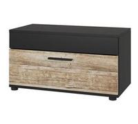 Vicco Étagère à livres Berno, Noir/Chêne sable, 70.8x38.9cm avec porte rabattable Noir/Chêne sable G