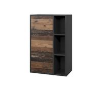 Vicco Etagère Berno, Noir/Ancien Style, 50.1x78.4cm avec 2 Compartiments fermés