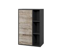 Vicco Etagère Berno, Noir/Chêne Sable, 50.1x78.4cm avec 2 Compartiments fermés