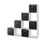 Vicco étagère, Blanc, 142.4 x 143 cm avec 6 boîtes Pliantes