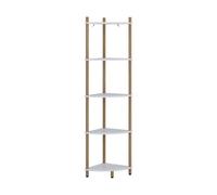 Vicco Étagère d'angle Bivio, Blanc/pin, 29x133cm | avec 5 compartiments de rangement, adapté pour un rangement peu encombrant dans les coins de la pièce