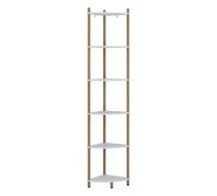 Vicco Étagère d'angle "Bivio", blanc/pin, 29x163.5cm | avec 6 compartiments de rangement, adapté pour un rangement peu encombrant dans les coins de la pièce