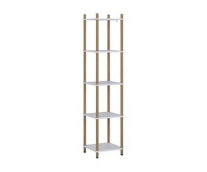 Vicco Étagère d'angle Bivio, Blanc/pin, 30x133cm | 5 surfaces de rangement, pour le rangement dans les coins et une fixation murale facile