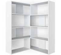 Bibliothèque en angle Vicco Laine, étagère sur pied, blanc, séparateur de pièce, étagère en angle, étagère multimédia