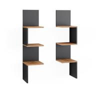 Vicco Étagère d'angle Paolo, Anthracite, 28x116.4cm Lot de 2, pouvant être monté pour Le Rangement de Livres et d’Objets de décoration