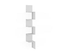 Vicco Étagère d'angle Paolo, Blanc, 28x175.4cm avec 5 Compartiments, pouvant être monté pour Le Rangement de Livres et d’Objets de décoration