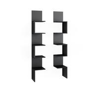 Vicco Étagère d'angle Paolo, Noir, 28x175.4cm Lot de 2, pouvant être monté pour Le Rangement de Livres et d’Objets de décoration