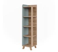 Vicco Étagère de Salle de Bain Karen, Sonoma/Bleu, 30x128cm avec 4 Compartiments, pour Le Rangement des Accessoires de Salle de Bain et combinable